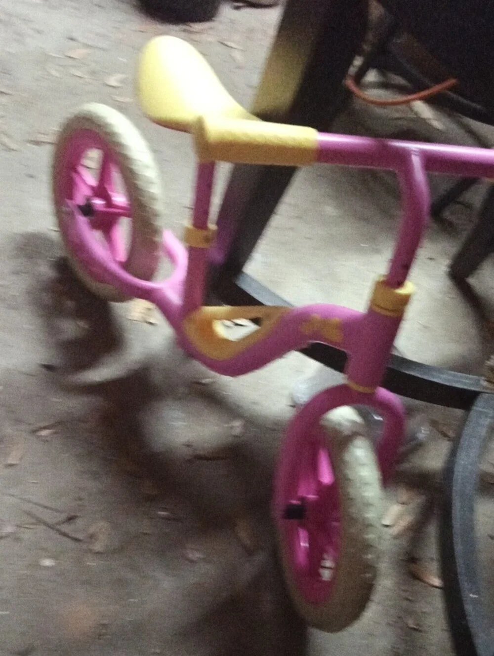Kids Pink and Yellow Balance Bike - Lightweight Toddler Ride-On